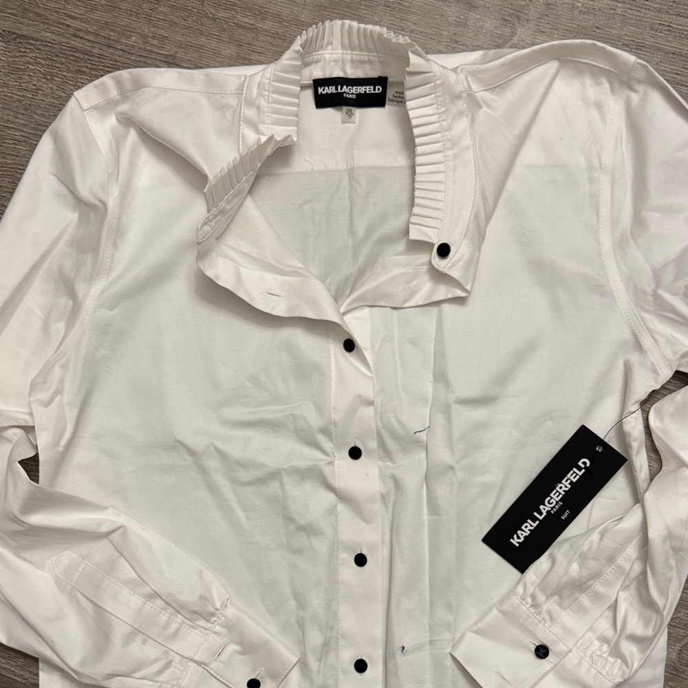 Karl Lagerfeld women’s Pleated Collar White Shirt